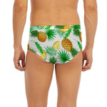 White Watercolor Pineapple Pattern Print Men's Briefs