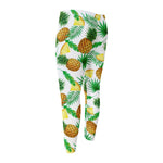 White Watercolor Pineapple Pattern Print Men's Compression Pants