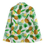 White Watercolor Pineapple Pattern Print Men's Cotton Blazer