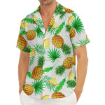 White Watercolor Pineapple Pattern Print Men's Deep V-Neck Shirt