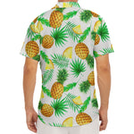 White Watercolor Pineapple Pattern Print Men's Deep V-Neck Shirt