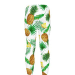 White Watercolor Pineapple Pattern Print Men's leggings