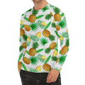 White Watercolor Pineapple Pattern Print Men's Long Sleeve Rash Guard