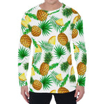 White Watercolor Pineapple Pattern Print Men's Long Sleeve T-Shirt