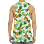 White Watercolor Pineapple Pattern Print Men's Muscle Tank Top