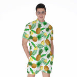 White Watercolor Pineapple Pattern Print Men's Rompers