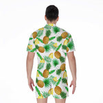 White Watercolor Pineapple Pattern Print Men's Rompers