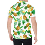 White Watercolor Pineapple Pattern Print Men's Shirt