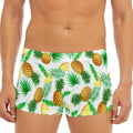 White Watercolor Pineapple Pattern Print Men's Short Boxer Briefs