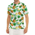 White Watercolor Pineapple Pattern Print Men's Short Sleeve Rash Guard