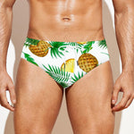 White Watercolor Pineapple Pattern Print Men's Swim Briefs
