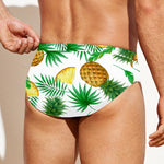 White Watercolor Pineapple Pattern Print Men's Swim Briefs