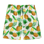 White Watercolor Pineapple Pattern Print Men's Swim Trunks