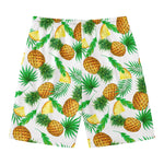 White Watercolor Pineapple Pattern Print Men's Swim Trunks