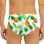 White Watercolor Pineapple Pattern Print Men's Triangle Swim Briefs