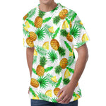 White Watercolor Pineapple Pattern Print Men's Velvet T-Shirt