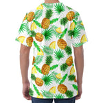 White Watercolor Pineapple Pattern Print Men's Velvet T-Shirt