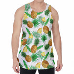 White Watercolor Pineapple Pattern Print Men's Velvet Tank Top