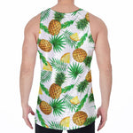 White Watercolor Pineapple Pattern Print Men's Velvet Tank Top