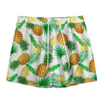 White Watercolor Pineapple Pattern Print Mesh Shorts
