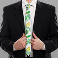White Watercolor Pineapple Pattern Print Necktie