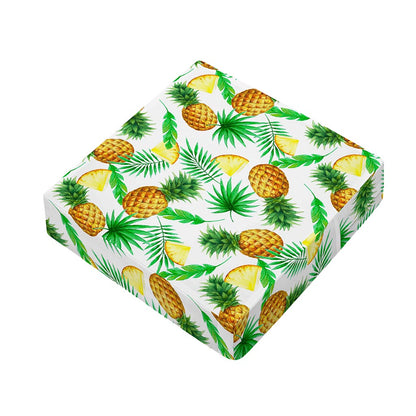 White Watercolor Pineapple Pattern Print Outdoor Seat Cushion Cover