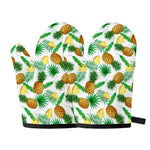 White Watercolor Pineapple Pattern Print Oven Mitts