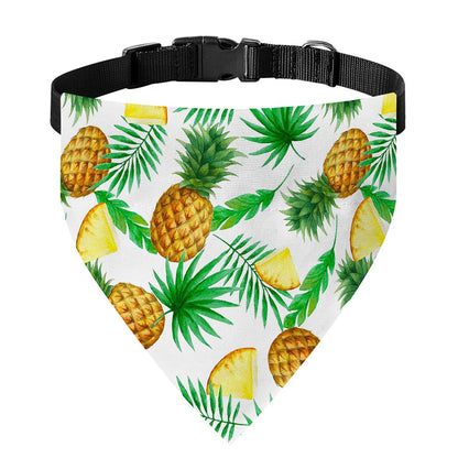 White Watercolor Pineapple Pattern Print Over The Collar Dog Bandana