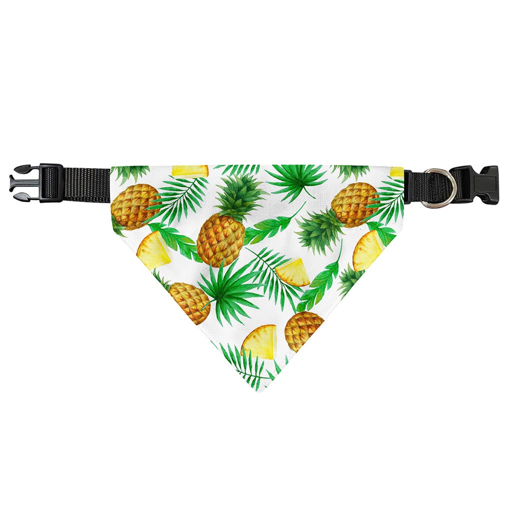 White Watercolor Pineapple Pattern Print Over The Collar Dog Bandana