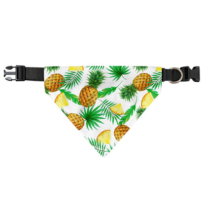 White Watercolor Pineapple Pattern Print Over The Collar Dog Bandana