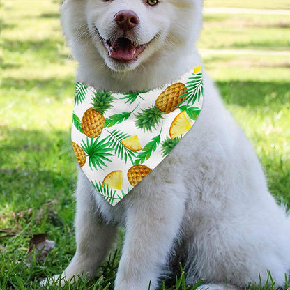 White Watercolor Pineapple Pattern Print Over The Collar Dog Bandana