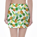 White Watercolor Pineapple Pattern Print Pencil Mini Skirt