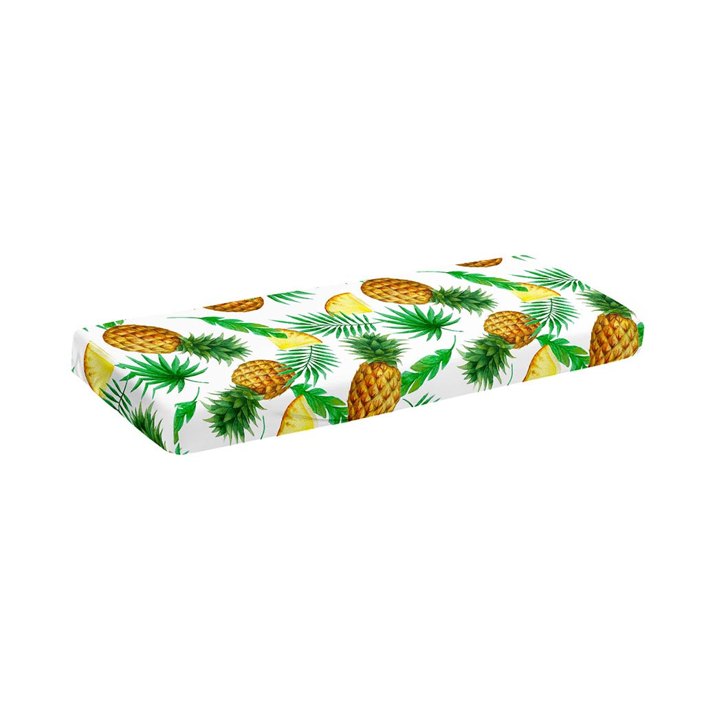 White Watercolor Pineapple Pattern Print Piano Keyboard Cover