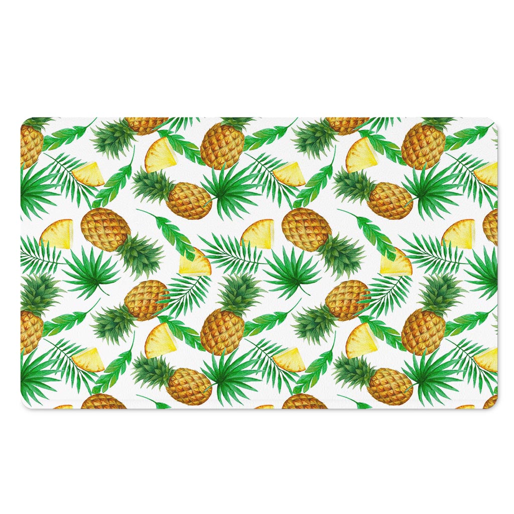 White Watercolor Pineapple Pattern Print Polyester Doormat