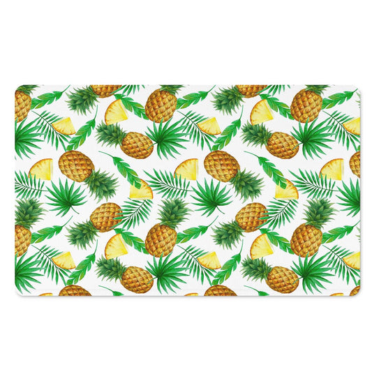 White Watercolor Pineapple Pattern Print Polyester Doormat