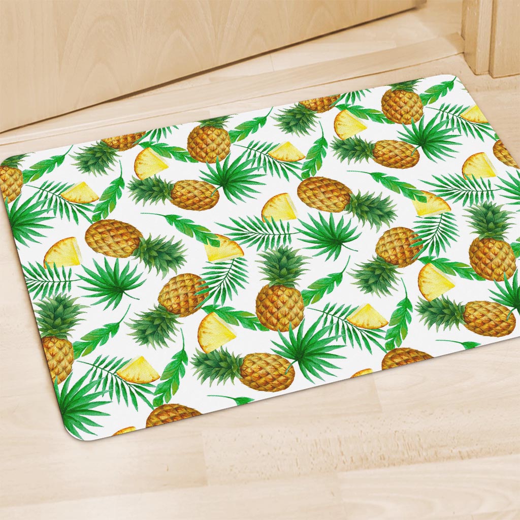 White Watercolor Pineapple Pattern Print Polyester Doormat