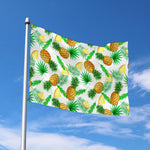 White Watercolor Pineapple Pattern Print Polyester Flag