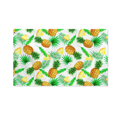 White Watercolor Pineapple Pattern Print Polyester Flag