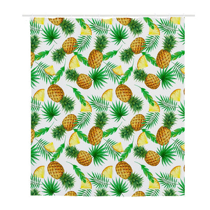 White Watercolor Pineapple Pattern Print Polyester Shower Curtain