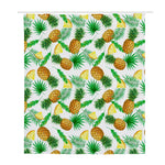 White Watercolor Pineapple Pattern Print Polyester Shower Curtain