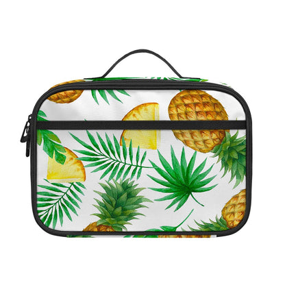 White Watercolor Pineapple Pattern Print Portable Lunch Bag
