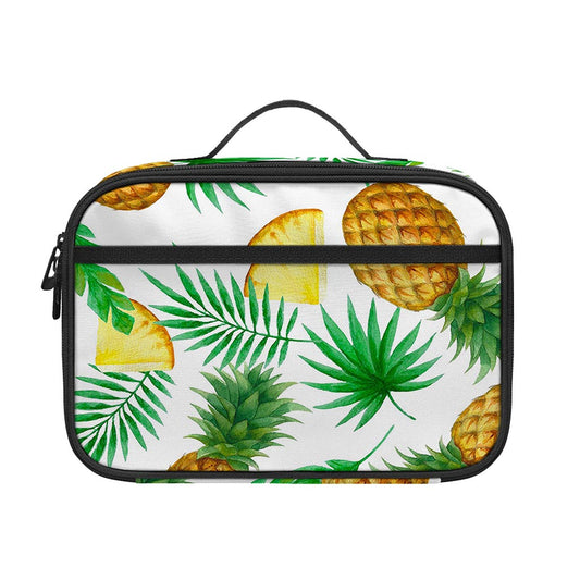 White Watercolor Pineapple Pattern Print Portable Lunch Bag