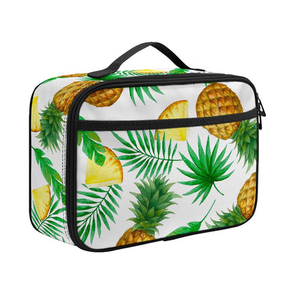 White Watercolor Pineapple Pattern Print Portable Lunch Bag