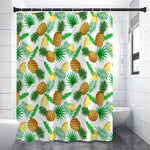 White Watercolor Pineapple Pattern Print Premium Shower Curtain