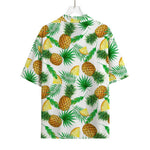 White Watercolor Pineapple Pattern Print Rayon Hawaiian Shirt