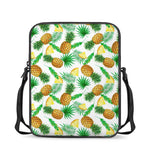 White Watercolor Pineapple Pattern Print Rectangular Crossbody Bag