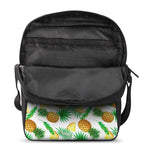 White Watercolor Pineapple Pattern Print Rectangular Crossbody Bag