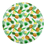 White Watercolor Pineapple Pattern Print Round Blanket