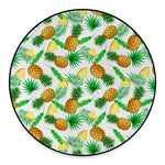 White Watercolor Pineapple Pattern Print Round Floor Mat