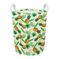 White Watercolor Pineapple Pattern Print Round Laundry Basket